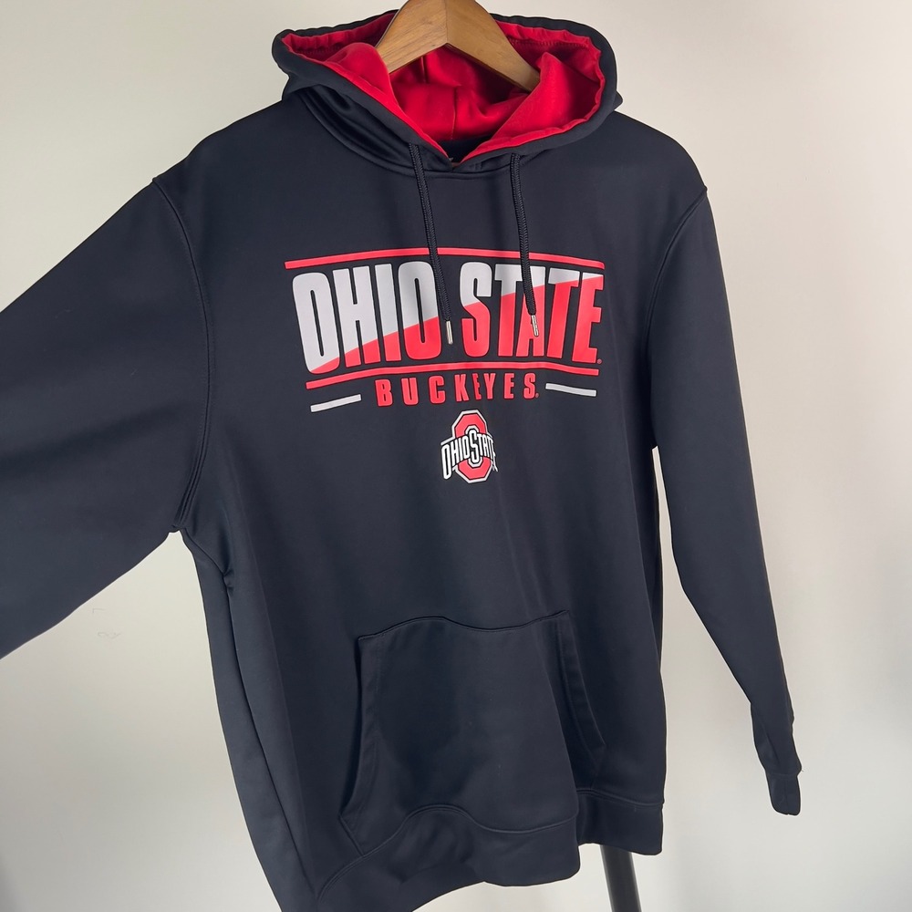Colosseum Ohio State Buckeyes Performance Hoodie Men L Black Red NCAA Pullover